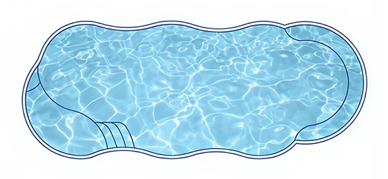 C Series curved freeform fiberglass pool with tanning ledge