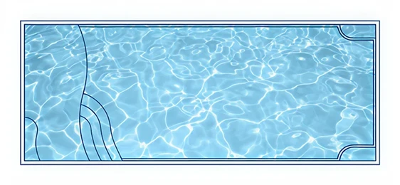 D Series rectangular fiberglass pool with tanning ledge
