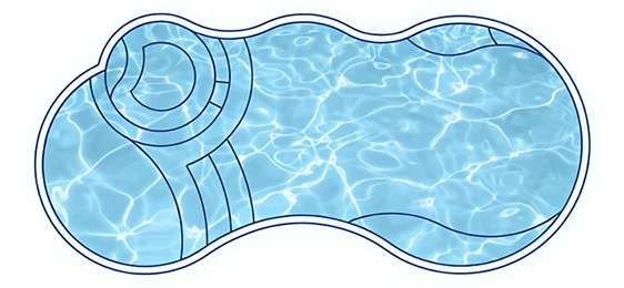 I Series freeform fiberglass pool with optional integrated spa