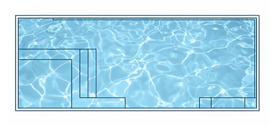 M Series rectangular hybrid fiberglass pool