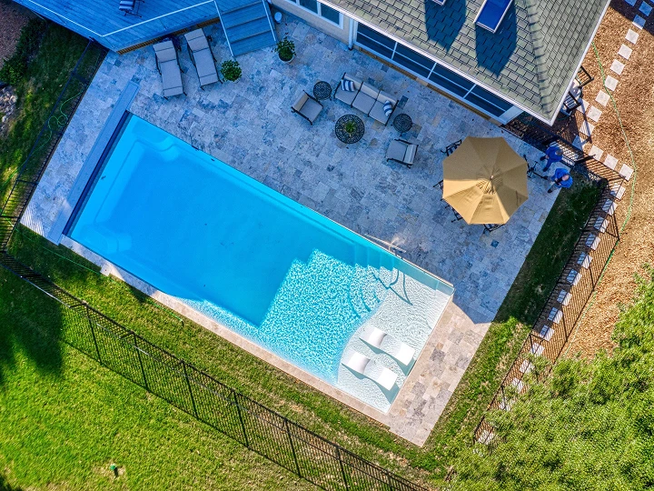 Visit a Seven Seas showroom to plan a River Pools fiberglass pool
