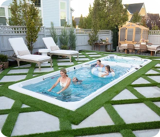E-Series swim spa compared to a traditional hot tub