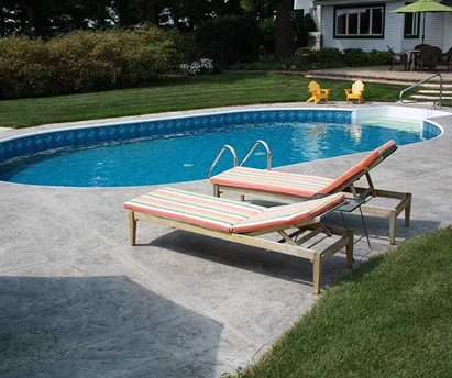Pool lounging area with available sizes