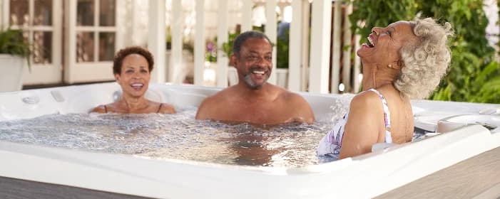 A relaxing hot tub at dusk